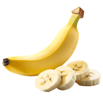 Fresh banana with slices isolated on black background png
