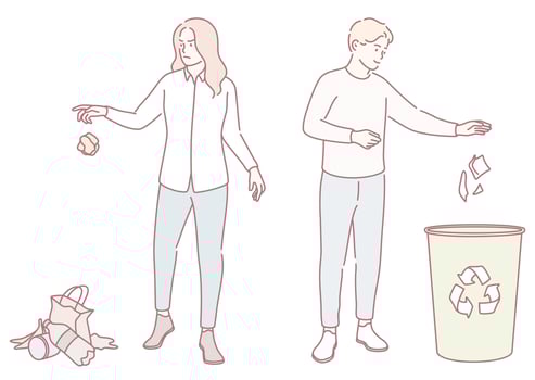 Couple recycling waste responsibly vector