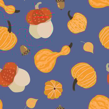 Autumn pumpkin and gourd pattern vector