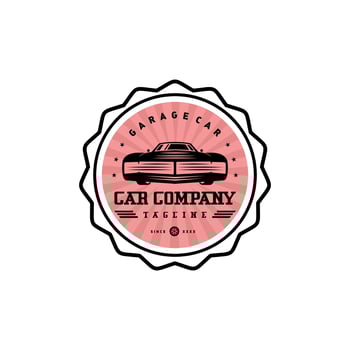 Muscle vintage car with circle logo design. Awesome a muscle car logo. A muscle car logotype. vector