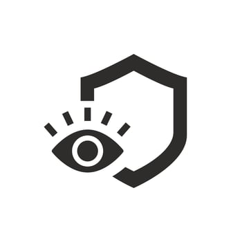 healthy vision icon, eye protection, shield for eyesight, flat symbol on white background - illustration vector