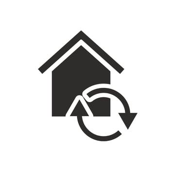 house maintenance icon, home update, tech sync buildings, flat symbol on white background - illustration vector