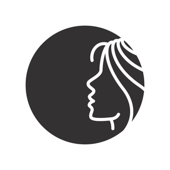 head profile with flying hair icon, logo woman face, flat symbol on white background - illustration vector