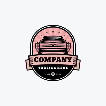 Muscle vintage car logo design emblem Awesome a muscle car logo muscle car logotype. vector