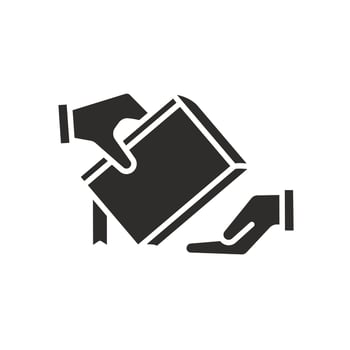 library club icon, bookcrossing concept, share book, give book to friend, thin line symbol - illustration vector