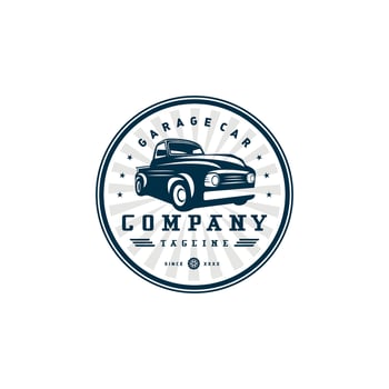 Muscle vintage car logo design emblem inspiration Awesome a muscle car logo muscle car logotype. vector