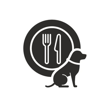 pet feeding icon, dog food, healthy nutrition for pets, flat symbol on white background - illustration vector