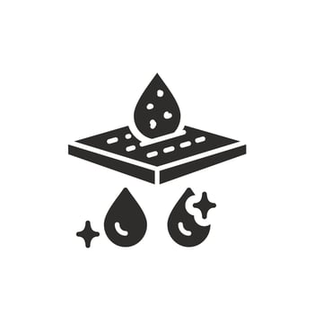 purification equipment icon, water filter, filtration element with liquid drops, flat symbol on white background - illustration vector