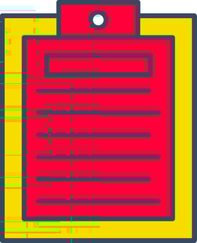 A red and yellow clipboard with a note on it vector