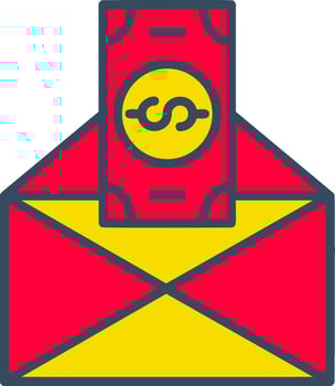 A red envelope with a dollar sign inside vector