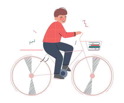 Cute Boy Riding on Bicycle, Kids Outdoor Activity Cartoon Illustration vector