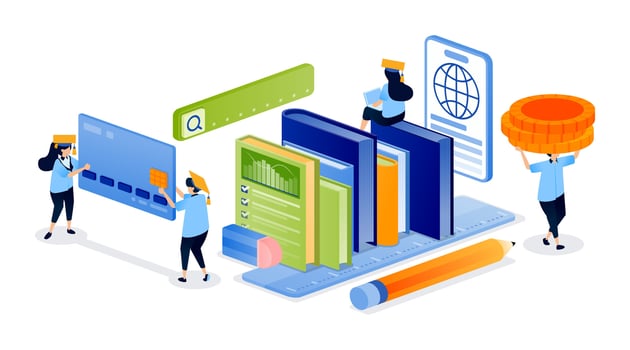Digital learning tools in education illustration vector
