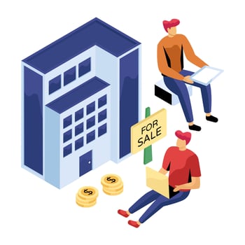 Modern design illustration of building for sale vector