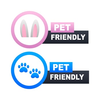 pet friendly icon with paws and ears. illustration vector