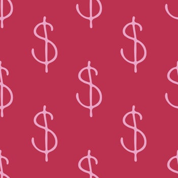 Seamless pattern with dollar currency symbol for decorative print, wrapping paper, greeting cards, wallpaper and fabric hand drawn doodle vector