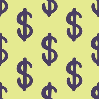 Seamless pattern with dollar currency symbol for decorative print, wrapping paper, greeting cards, wallpaper and fabric hand drawn print vector