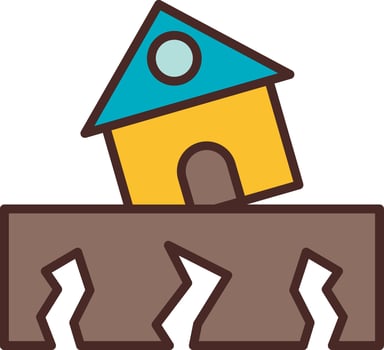 Earthquake Outlined Line Artwork vector