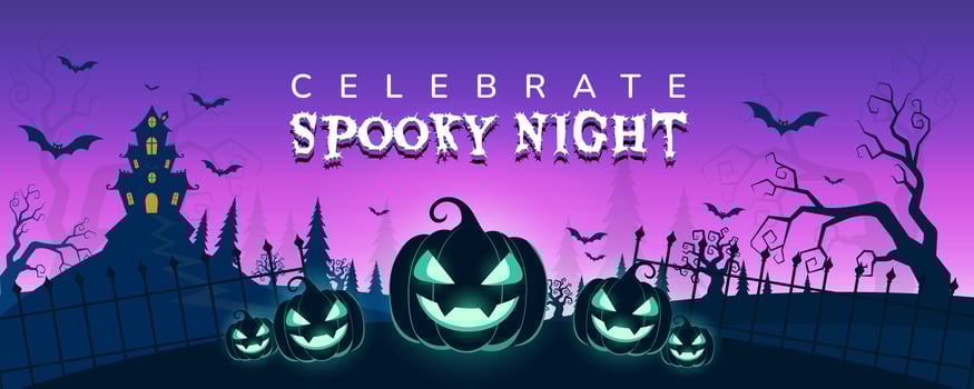 Spooky night with Halloween pumpkins and bats vector