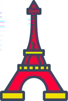 Eiffel Tower Line Tow Color Bubble paris landmark tower vector