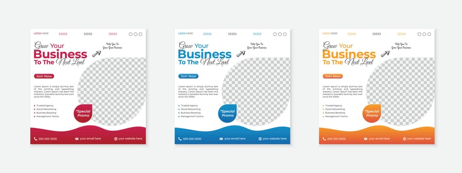 Dynamic business seminar social media post template with wave design and bright color accents vector