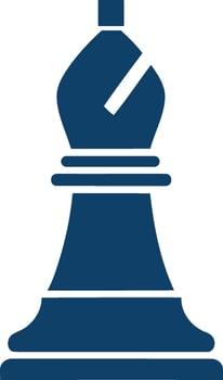 Dark blue chess bishop piece silhouette on white background vector