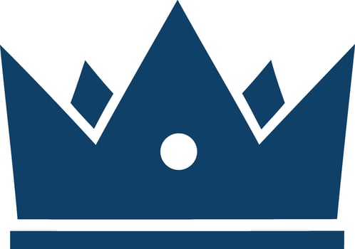 Royal blue crown emblem with white jewel and base vector