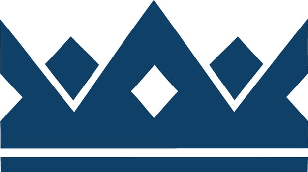 Royal blue crown emblem with diamond accents vector