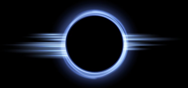 Blue magic ring with glowing. Neon realistic energy flare halo ring. Abstract light effect on a black background. vector