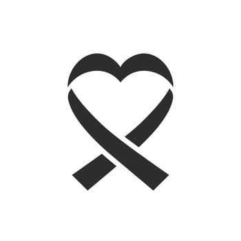 solidarity or support icon, heart shaped ribbon, flat symbol on white background illustration eps10 vector
