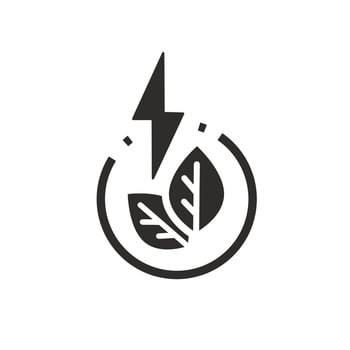 save electricity icon, clean green energy, eco friendly concept, alternative renewable sources, flat symbol on white background illustration vector