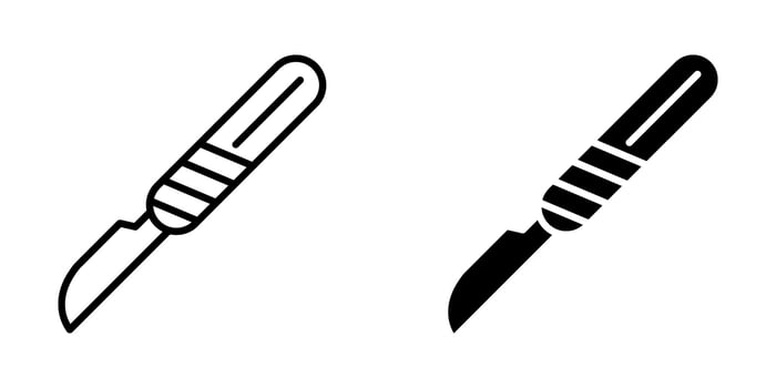 Medical scalpel Icon set. Symbol isolated white background. illustration. color editable. vector