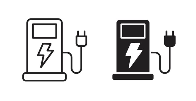 Charging station icon elements. doodle graphics icons. vector