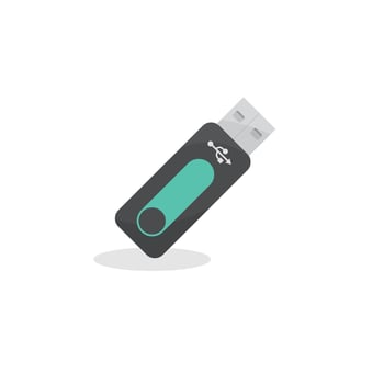 A usb drive with a green button on it vector