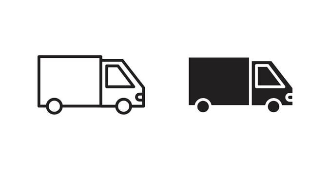 Fast shipping delivery truck icon elements. doodle graphics icons. vector