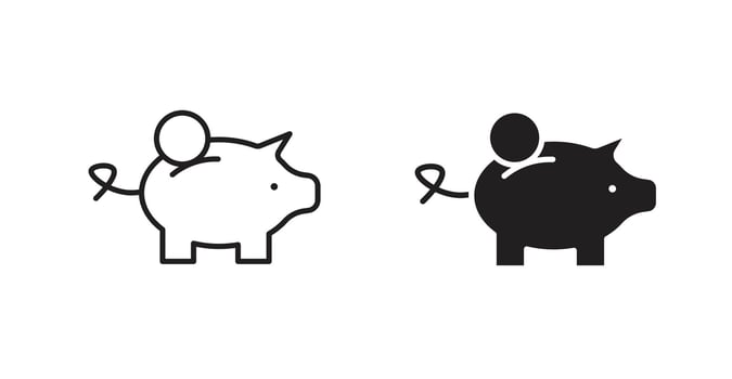 Piggy bank icon elements. doodle graphics icons. vector