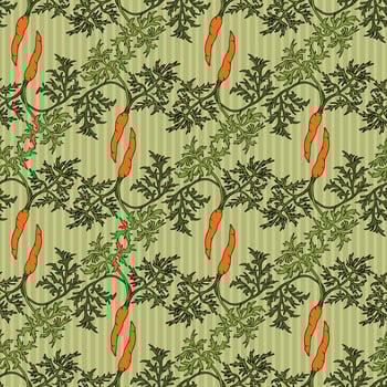 Carrot Harvest Festival Collection. Vertical carrot pattern in a repeating geometric composition on a classic striped background. vector