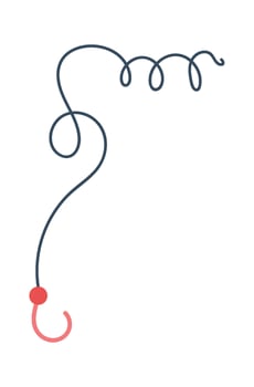 Curly Fishing Line with Hook vector