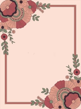 Floral vintage frame design with roses and decorative border background vector