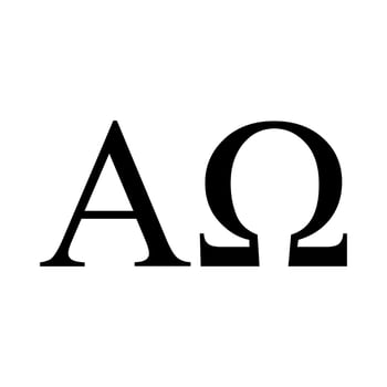 Alpha and Omega symbols, beginning and end vector