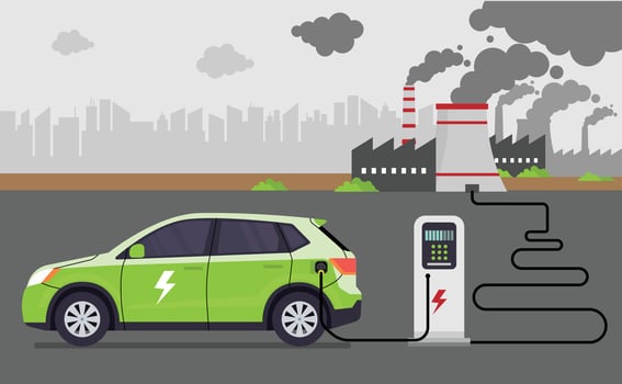 Electric car charging station vector