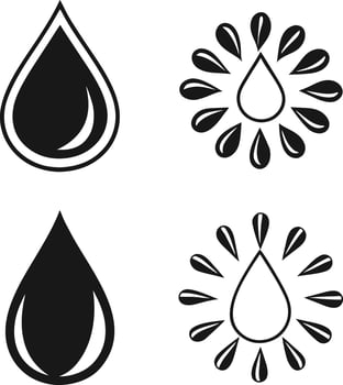 Black water drops and splashes liquid droplet vector