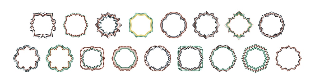 Collection of decorative floral and geometric frames and borders isolated on white background vector