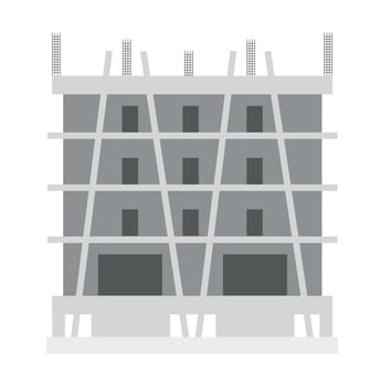 Building frame icon. Architecture, construction. Office building, business center. Logo. vector