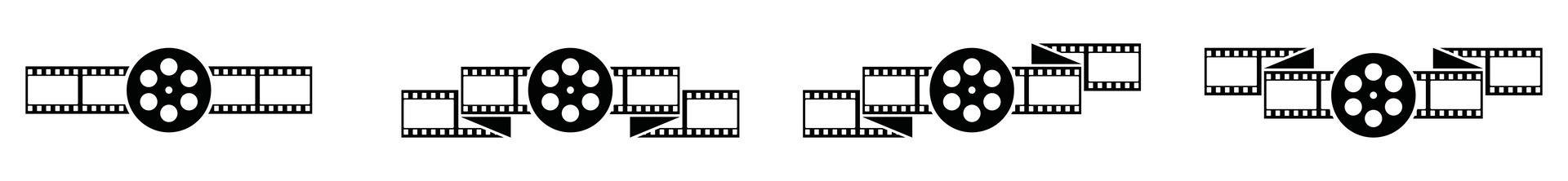 Cinema icons. Filmstrip. Movie roll cassette. Film reel vector