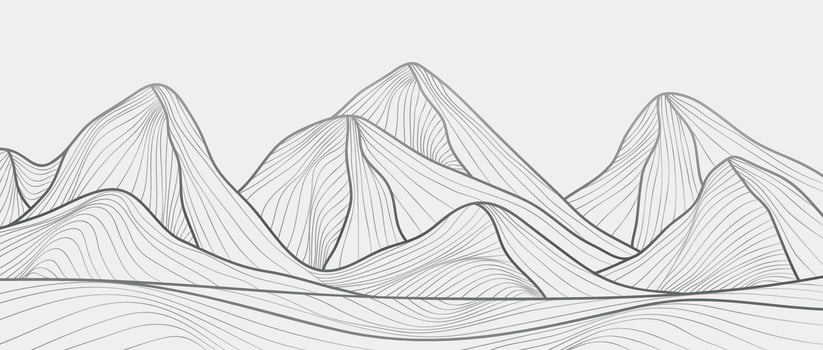 Mountain line arts illustration. Hand drawn style. Abstract mountain contemporary aesthetic backgrounds landscapes. use for print art, poster cover vector
