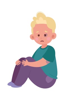 Sad Child Sitting Alone vector