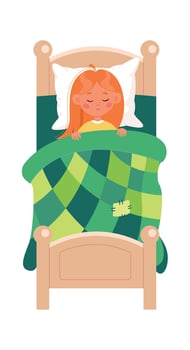 Girl Sleeping in Cozy Bed vector