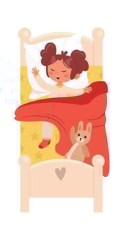 Child Sleeping with Toy Bunny vector