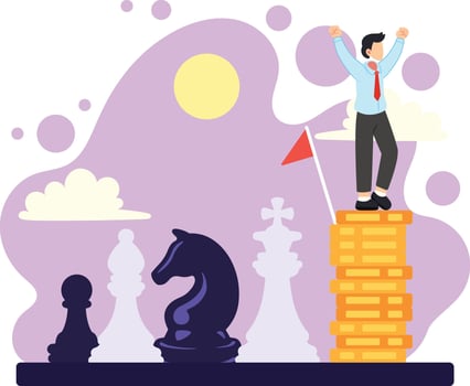 Business success with strategy and financial growth illustration vector