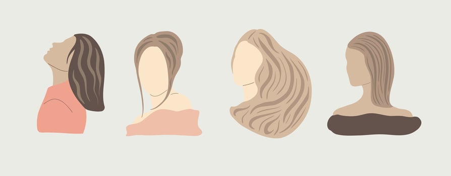 Beautiful Women Abstract Portraits Clipart. Feminine Trendy Prints Flat Illustration. Hand Drawn Female Posters. Modern Wall Art Design vector